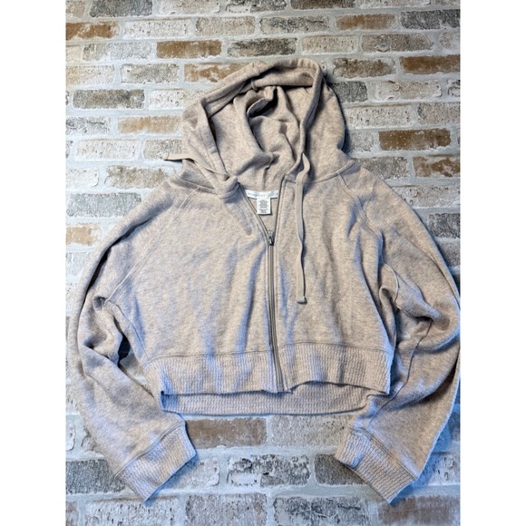Altar'd State Tops - Altar'd State Womens Cropped Zip Up Hoodie Beige Heathered Knit Size M